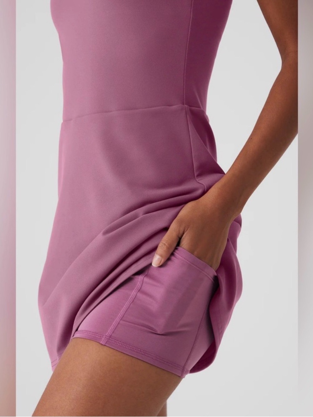 ALO Yoga Mauve V-Neck Racerback Mini Dress - Picture 2 of 3
